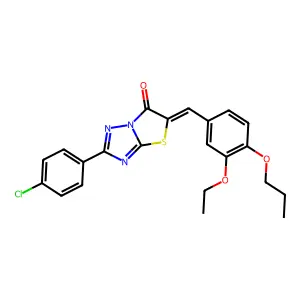 (5E)-2-(4-chlorophenyl)-5-[(3-ethoxy-4-propoxyphenyl)methylidene]-[1,3]thiazolo[3,2-b][1,2,4]triazol-6-one structure