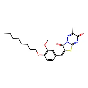 2-(3-Methoxy-4-(octyloxy)benzylidene)-6-methyl-2H-thiazolo[3,2-b][1,2,4]triazine-3,7-dione structure