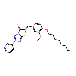 (5Z)-5-[3-methoxy-4-(octyloxy)benzylidene]-2-(pyridin-3-yl)[1,3]thiazolo[3,2-b][1,2,4]triazol-6(5H)-one structure
