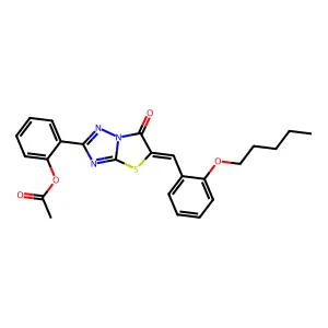 2-{(5E)-6-oxo-5-[2-(pentyloxy)benzylidene]-5,6-dihydro[1,3]thiazolo[3,2-b][1,2,4]triazol-2-yl}phenyl acetate structure
