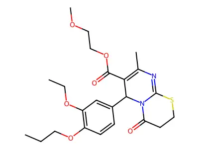 2-methoxyethyl 6-(3-ethoxy-4-propoxyphenyl)-8-methyl-4-oxo-3,4-dihydro-2H,6H-pyrimido[2,1-b][1,3]thiazine-7-carboxylate structure
