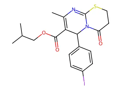 isobutyl 6-(4-iodophenyl)-8-methyl-4-oxo-3,4-dihydro-2H,6H-pyrimido[2,1-b][1,3]thiazine-7-carboxylate structure