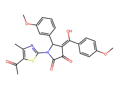 1-(5-acetyl-4-methyl-1,3-thiazol-2-yl)-3-hydroxy-4-(4-methoxybenzoyl)-5-(3-methoxyphenyl)-2,5-dihydro-1H-pyrrol-2-one structure