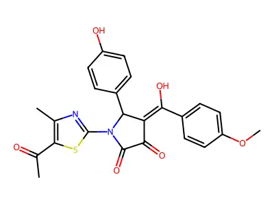 1-(5-acetyl-4-methyl-1,3-thiazol-2-yl)-3-hydroxy-5-(4-hydroxyphenyl)-4-(4-methoxybenzoyl)-2,5-dihydro-1H-pyrrol-2-one structure
