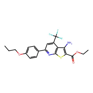 ethyl 3-amino-6-(4-propoxyphenyl)-4-(trifluoromethyl)thieno[2,3-b]pyridine-2-carboxylate structure