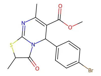 methyl 5-(4-bromophenyl)-2,7-dimethyl-3-oxo-2,3-dihydro-5H-[1,3]thiazolo[3,2-a]pyrimidine-6-carboxylate structure