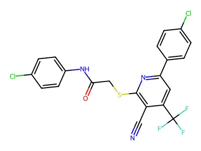 N-(4-CHLOROPHENYL)-2-{[6-(4-CHLOROPHENYL)-3-CYANO-4-(TRIFLUOROMETHYL)-2-PYRIDINYL]SULFANYL}ACETAMIDE structure