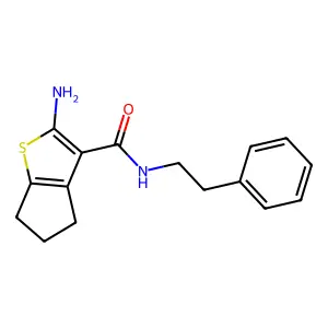2-amino-N-phenethyl-5,6-dihydro-4H-cyclopenta[b]thiophene-3-carboxamide structure