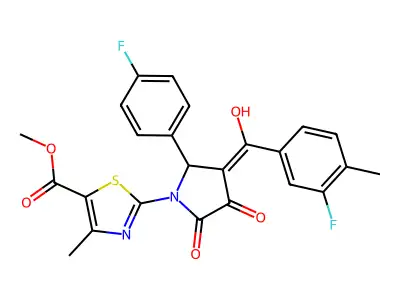 methyl 2-[3-(3-fluoro-4-methylbenzoyl)-2-(4-fluorophenyl)-4-hydroxy-5-oxo-2,5-dihydro-1H-pyrrol-1-yl]-4-methyl-1,3-thiazole-5-carboxylate structure