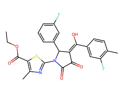 ethyl 2-[3-(3-fluoro-4-methylbenzoyl)-2-(3-fluorophenyl)-4-hydroxy-5-oxo-2,5-dihydro-1H-pyrrol-1-yl]-4-methyl-1,3-thiazole-5-carboxylate structure