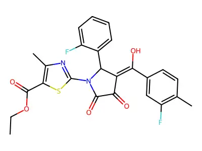 ethyl 2-[3-(3-fluoro-4-methylbenzoyl)-2-(2-fluorophenyl)-4-hydroxy-5-oxo-2,5-dihydro-1H-pyrrol-1-yl]-4-methyl-1,3-thiazole-5-carboxylate structure