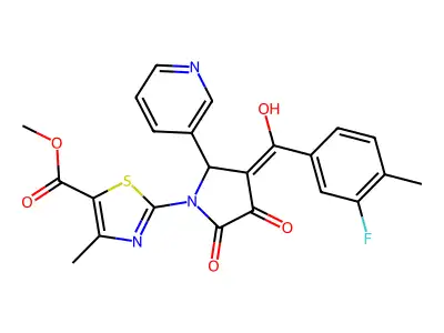 methyl 2-[3-(3-fluoro-4-methylbenzoyl)-4-hydroxy-5-oxo-2-(pyridin-3-yl)-2,5-dihydro-1H-pyrrol-1-yl]-4-methyl-1,3-thiazole-5-carboxylate structure