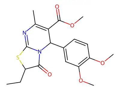 Methyl 5-(3,4-dimethoxyphenyl)-2-ethyl-7-methyl-3-oxo-3,5-dihydro-2H-thiazolo[3,2-a]pyrimidine-6-carboxylate structure