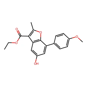 Ethyl 5-hydroxy-7-(4-methoxyphenyl)-2-methyl-1-benzofuran-3-carboxylate structure