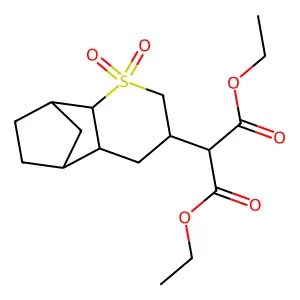 Diethyl 2-(3,3-dioxo-3lambda6-thiatricyclo[6.2.1.02,7]undecan-5-yl)propanedioate structure