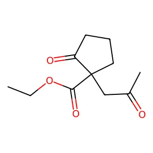2-Oxo-1-(2-oxo-propyl)-cyclopentanecarboxylic acid ethyl ester structure