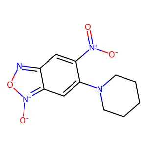 6-Nitro-3-oxido-5-piperidin-1-yl-2,1,3-benzoxadiazol-3-ium structure