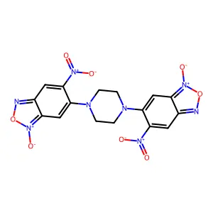 6-nitro-5-[4-(6-nitro-3-oxido-2,1,3-benzoxadiazol-3-ium-5-yl)piperazin-1-yl]-3-oxido-2,1,3-benzoxadiazol-3-ium structure