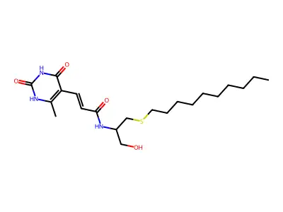 (E)-N-(1-decylsulfanyl-3-hydroxypropan-2-yl)-3-(6-methyl-2,4-dioxo-1H-pyrimidin-5-yl)prop-2-enamide structure