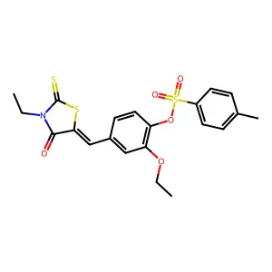 [2-ethoxy-4-[(E)-(3-ethyl-4-oxo-2-sulfanylidene-1,3-thiazolidin-5-ylidene)methyl]phenyl] 4-methylbenzenesulfonate structure