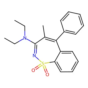 N,N-diethyl-4-methyl-1,1-dioxo-5-phenyl-1lambda6,2-benzothiazepin-3-amine structure
