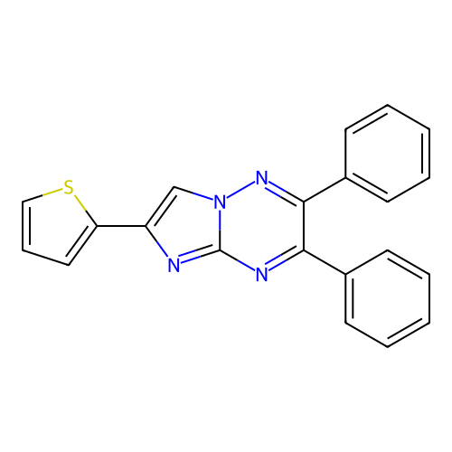 2,3-Diphenyl-6-(thiophen-2-yl)imidazo[1,2-b][1,2,4]triazine structure