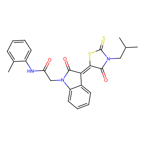 2-[(3Z)-3-(3-ISOBUTYL-4-OXO-2-THIOXO-1,3-THIAZOLIDIN-5-YLIDENE)-2-OXO-2,3-DIHYDRO-1H-INDOL-1-YL]-N-(2-METHYLPHENYL)ACETAMIDE structure