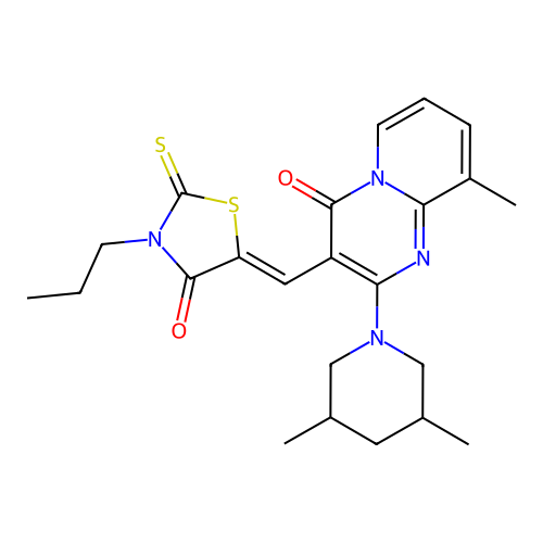 2-(3,5-DIMETHYL-1-PIPERIDINYL)-9-METHYL-3-[(Z)-(4-OXO-3-PROPYL-2-THIOXO-1,3-THIAZOLIDIN-5-YLIDENE)METHYL]-4H-PYRIDO[1,2-A]PYRIMIDIN-4-ONE structure