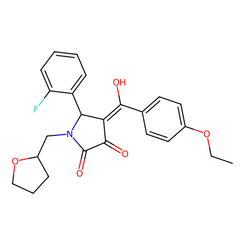 4-(4-ethoxybenzoyl)-5-(2-fluorophenyl)-3-hydroxy-1-[(oxolan-2-yl)methyl]-2,5-dihydro-1H-pyrrol-2-one structure