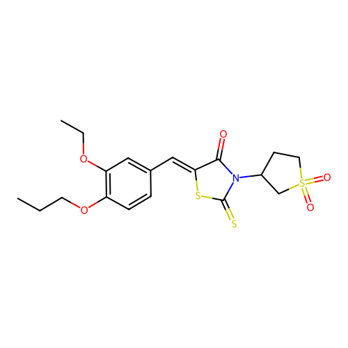 (Z)-3-(1,1-dioxidotetrahydrothiophen-3-yl)-5-(3-ethoxy-4-propoxybenzylidene)-2-thioxothiazolidin-4-one structure