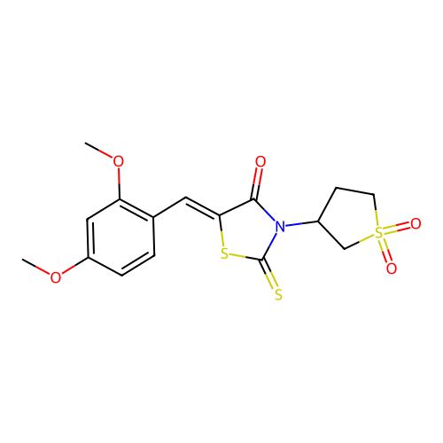 (Z)-5-(2,4-dimethoxybenzylidene)-3-(1,1-dioxidotetrahydrothiophen-3-yl)-2-thioxothiazolidin-4-one structure