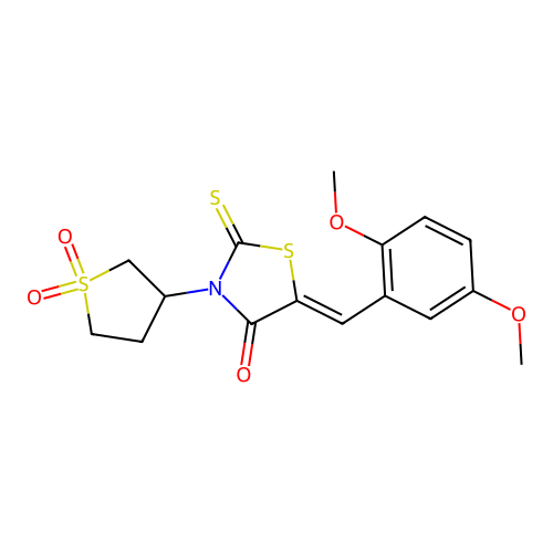 (Z)-5-(2,5-dimethoxybenzylidene)-3-(1,1-dioxidotetrahydrothiophen-3-yl)-2-thioxothiazolidin-4-one structure
