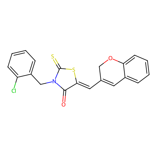 3-(2-Chlorobenzyl)-5-(2H-chromen-3-ylmethylene)-2-thioxo-1,3-thiazolidin-4-one structure