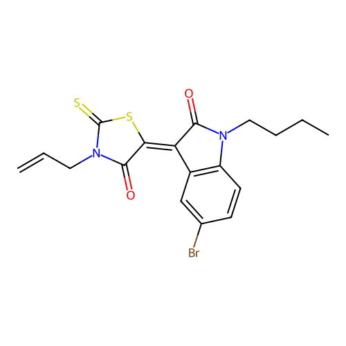 3-Allyl-5-(5-bromo-1-butyl-2-oxoindolin-3-ylidene)-2-thioxothiazolidin-4-one structure