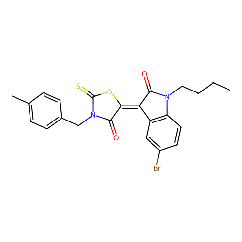 5-(5-Bromo-1-butyl-2-oxoindolin-3-ylidene)-3-(4-methylbenzyl)-2-thioxothiazolidin-4-one structure