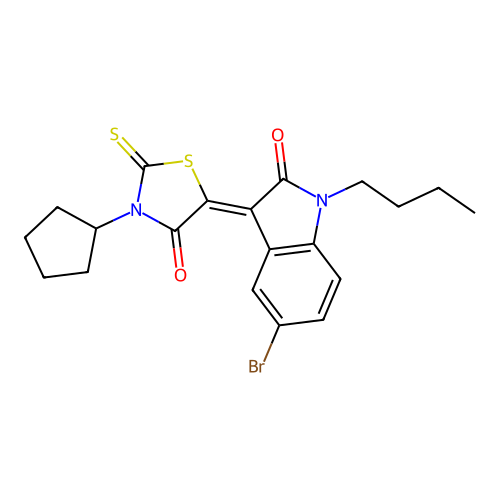 5-(5-Bromo-1-butyl-2-oxoindolin-3-ylidene)-3-cyclopentyl-2-thioxothiazolidin-4-one structure