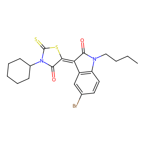 5-(5-Bromo-1-butyl-2-oxoindolin-3-ylidene)-3-cyclohexyl-2-thioxothiazolidin-4-one structure