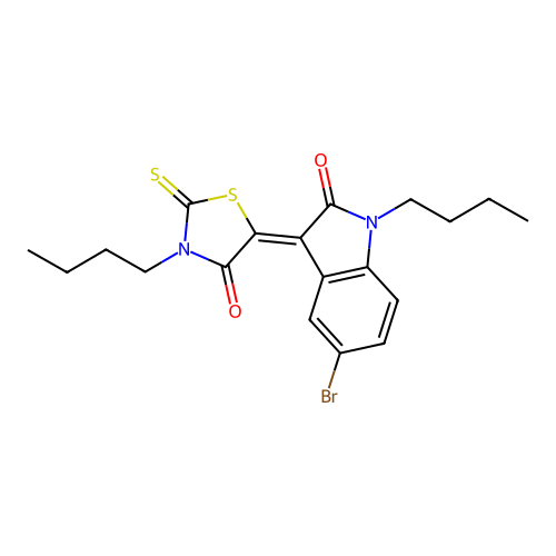 5-(5-Bromo-1-butyl-2-oxoindolin-3-ylidene)-3-butyl-2-thioxothiazolidin-4-one structure