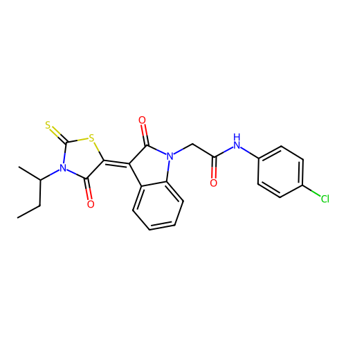 2-[(3Z)-3-(3-SEC-BUTYL-4-OXO-2-THIOXO-1,3-THIAZOLIDIN-5-YLIDENE)-2-OXO-2,3-DIHYDRO-1H-INDOL-1-YL]-N-(4-CHLOROPHENYL)ACETAMIDE structure
