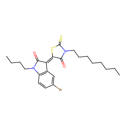 5-(5-Bromo-1-butyl-2-oxoindolin-3-ylidene)-3-octyl-2-thioxothiazolidin-4-one structure
