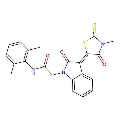 N-(2,6-dimethylphenyl)-2-[(3Z)-3-(3-methyl-4-oxo-2-thioxo-1,3-thiazolidin-5-ylidene)-2-oxo-2,3-dihydro-1H-indol-1-yl]acetamide structure