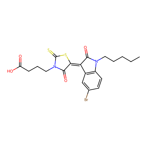 4-(5-(5-Bromo-2-oxo-1-pentylindolin-3-ylidene)-4-oxo-2-thioxothiazolidin-3-yl)butanoic acid structure