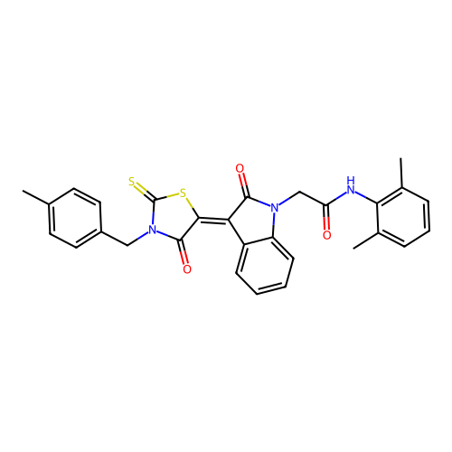N-(2,6-dimethylphenyl)-2-{(3Z)-3-[3-(4-methylbenzyl)-4-oxo-2-thioxo-1,3-thiazolidin-5-ylidene]-2-oxo-2,3-dihydro-1H-indol-1-yl}acetamide structure