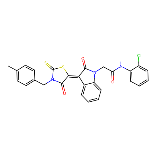 N-(2-chlorophenyl)-2-{(3Z)-3-[3-(4-methylbenzyl)-4-oxo-2-thioxo-1,3-thiazolidin-5-ylidene]-2-oxo-2,3-dihydro-1H-indol-1-yl}acetamide structure