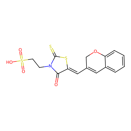 2-[(5Z)-5-(2H-CHROMEN-3-YLMETHYLENE)-4-OXO-2-THIOXO-1,3-THIAZOLIDIN-3-YL]ETHANESULFONIC ACID structure