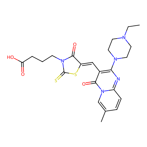 4-(5-((2-(4-Ethylpiperazin-1-yl)-7-methyl-4-oxo-4H-pyrido[1,2-a]pyrimidin-3-yl)methylene)-4-oxo-2-thioxothiazolidin-3-yl)butanoic acid structure