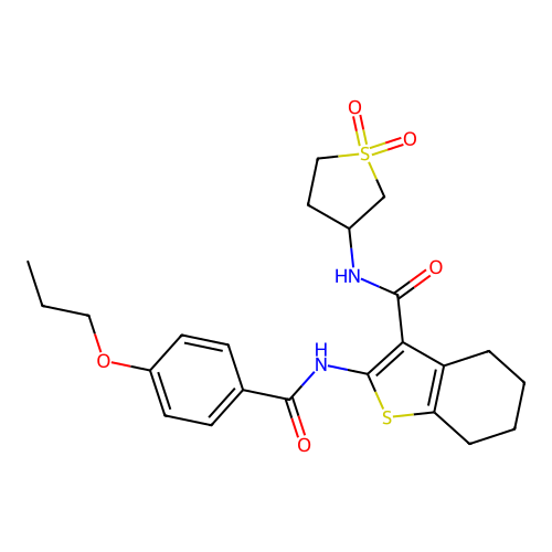 N-(1,1-DIOXIDOTETRAHYDRO-3-THIENYL)-2-[(4-PROPOXYBENZOYL)AMINO]-4,5,6,7-TETRAHYDRO-1-BENZOTHIOPHENE-3-CARBOXAMIDE structure