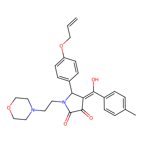 (4E)-4-[hydroxy-(4-methylphenyl)methylidene]-1-(2-morpholin-4-ylethyl)-5-(4-prop-2-enoxyphenyl)pyrrolidine-2,3-dione structure