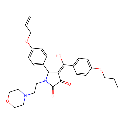 (4E)-4-[hydroxy-(4-propoxyphenyl)methylidene]-1-(2-morpholin-4-ylethyl)-5-(4-prop-2-enoxyphenyl)pyrrolidine-2,3-dione structure