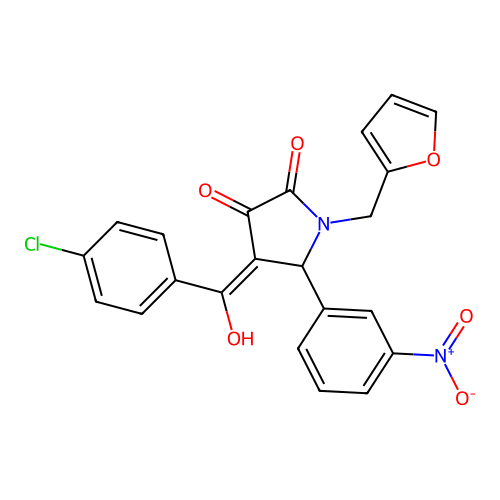 (4E)-4-[(4-chlorophenyl)(hydroxy)methylidene]-1-(furan-2-ylmethyl)-5-(3-nitrophenyl)pyrrolidine-2,3-dione structure